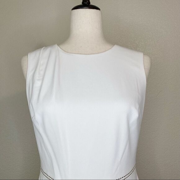 NWOT DKNY White Sleeveless Studded Waist Sheath Dress - Picture 3 of 14